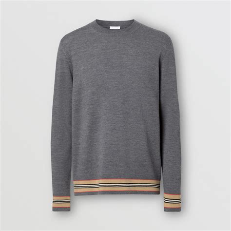 burberry icon stripe detail merino wool sweater